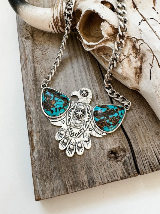 Thunderbird Road Turquoise Western Necklace