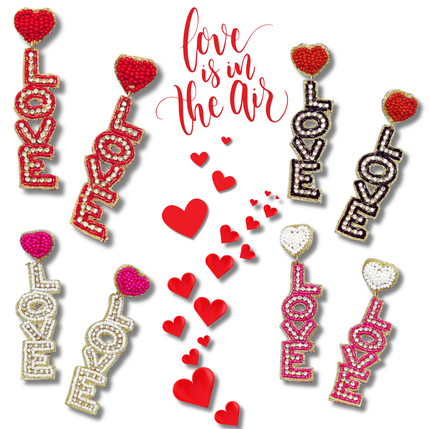Love Is in The Air Beaded Rhinestone Dangle Earrings