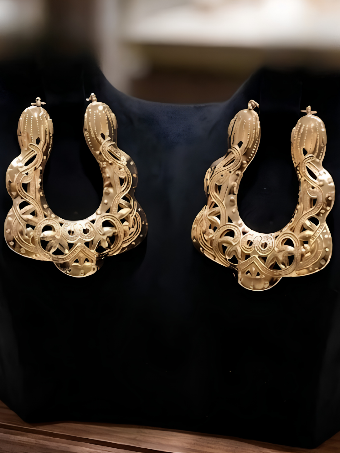 Lace Filigree Gold Statement Earrings