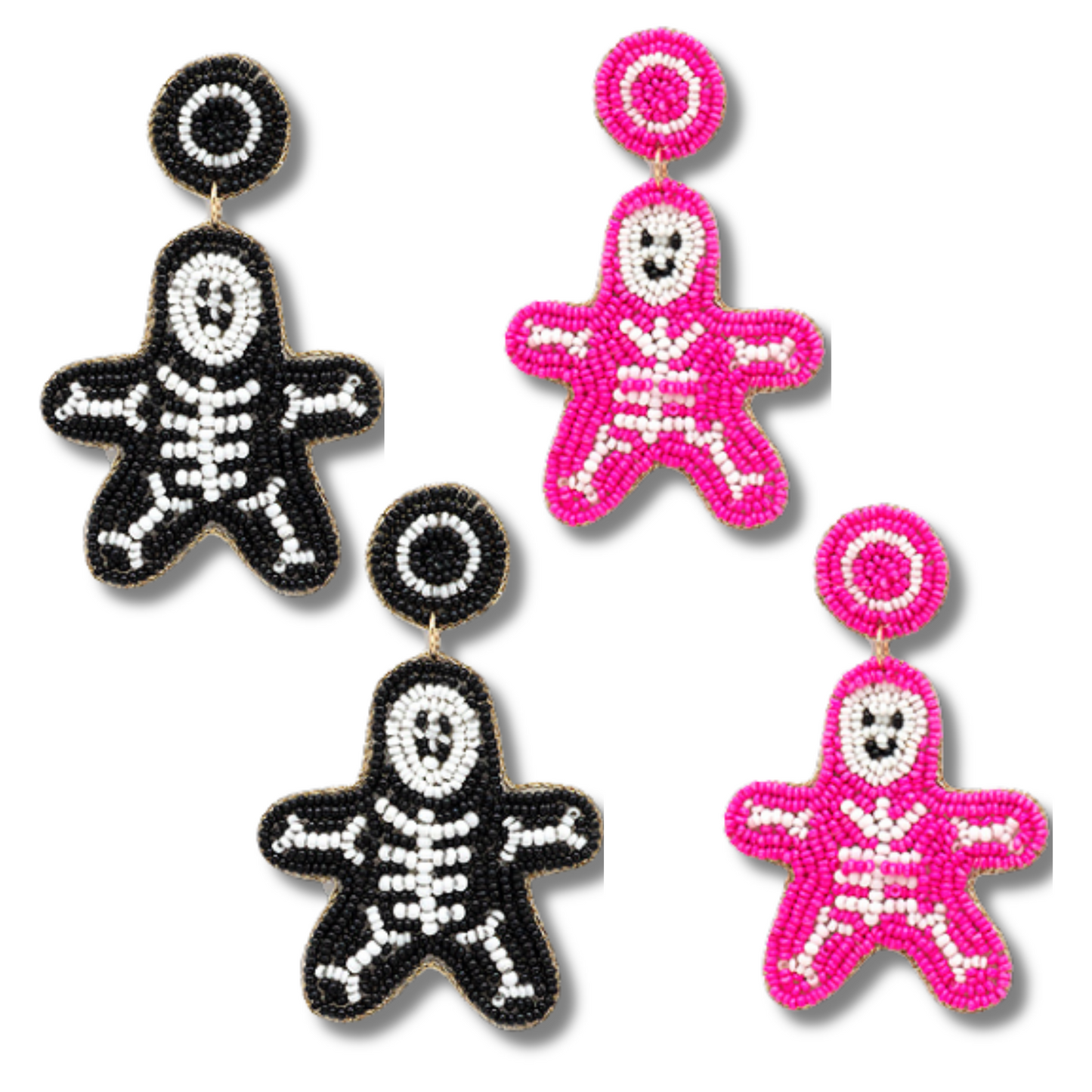 X-Ray Skeleton Seed Beaded Halloween Theme Earrings