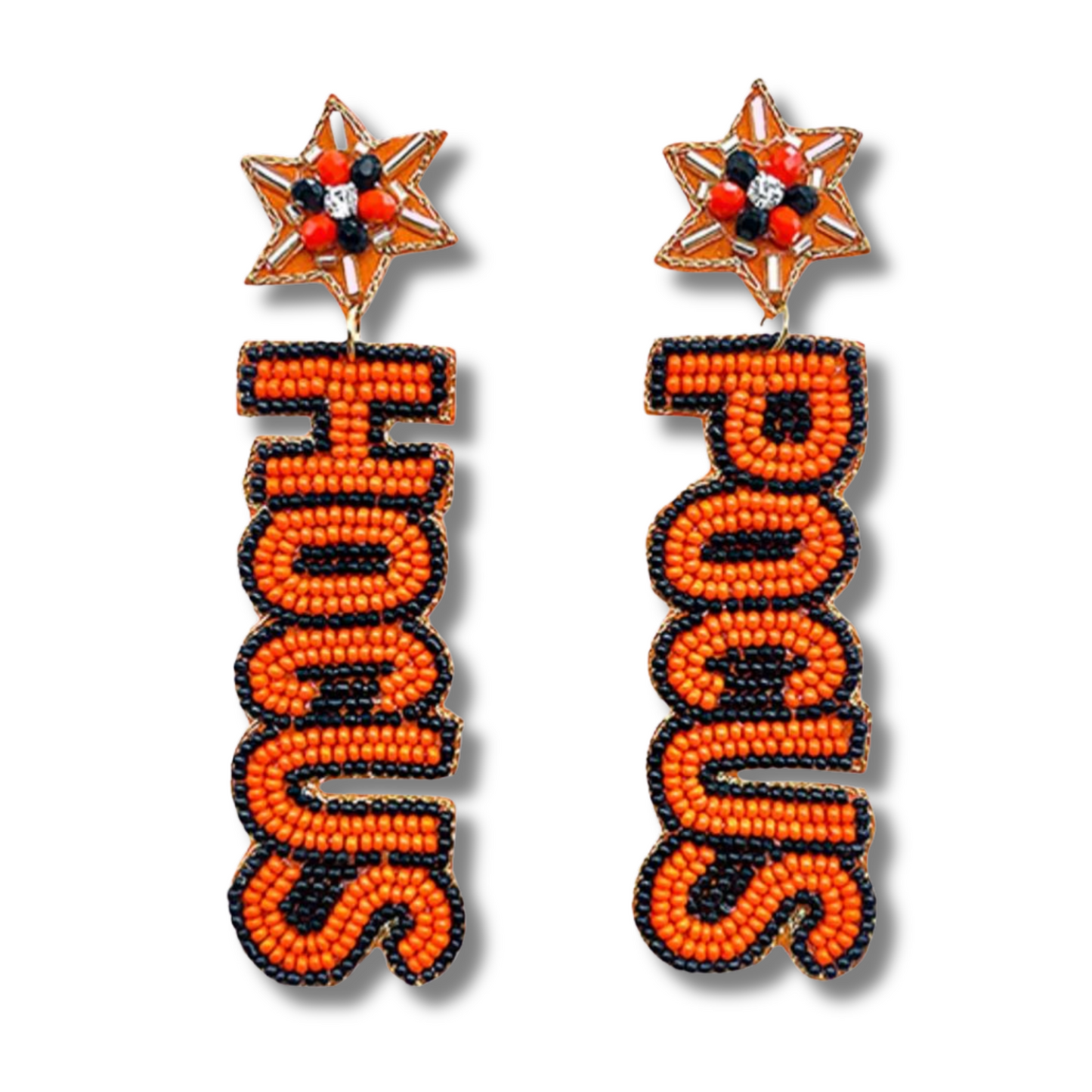 Hocus Pocus Word Seed Beaded Crystal Top Earrings