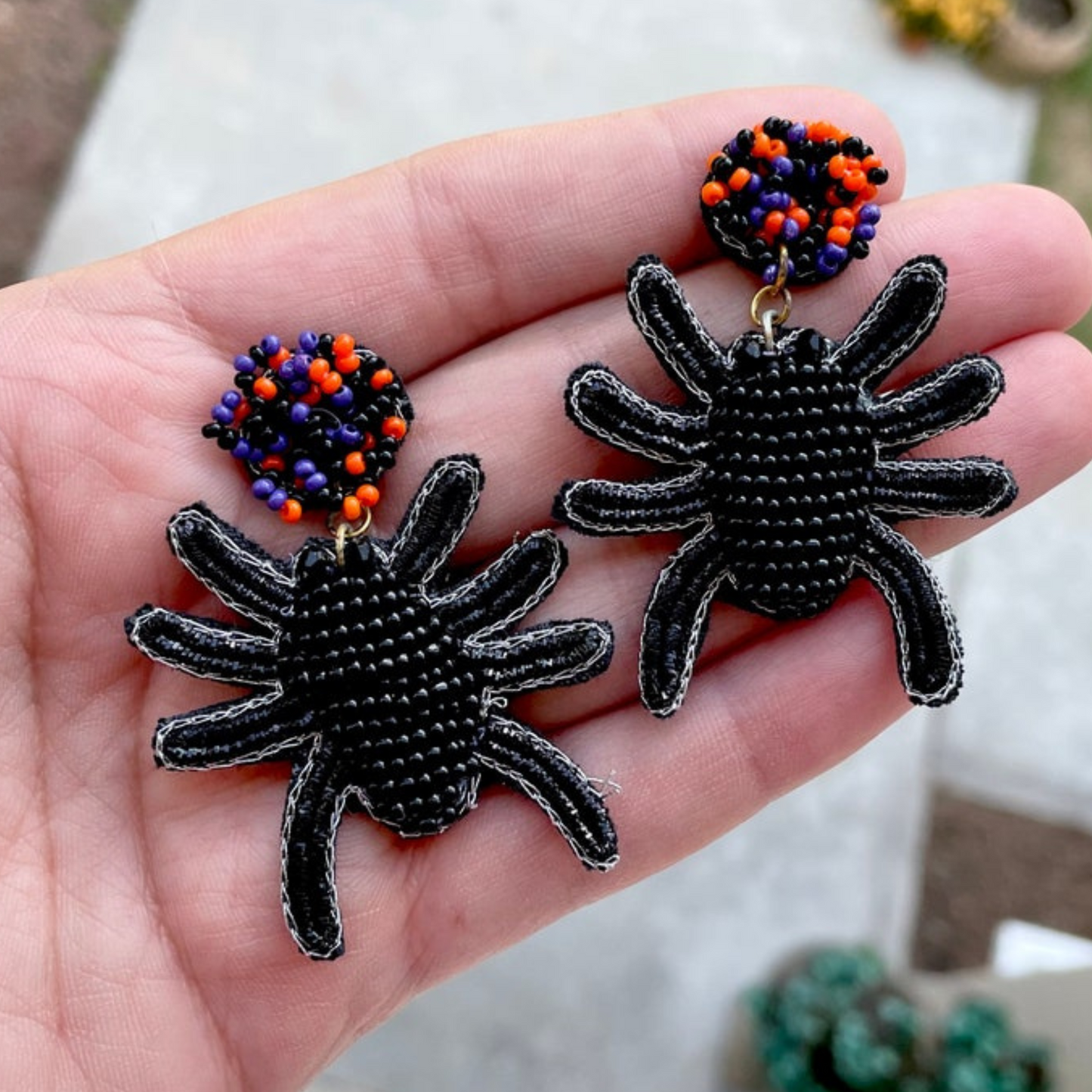 Halloween Goth Black Widow Spider Beaded Party Gift Earrings