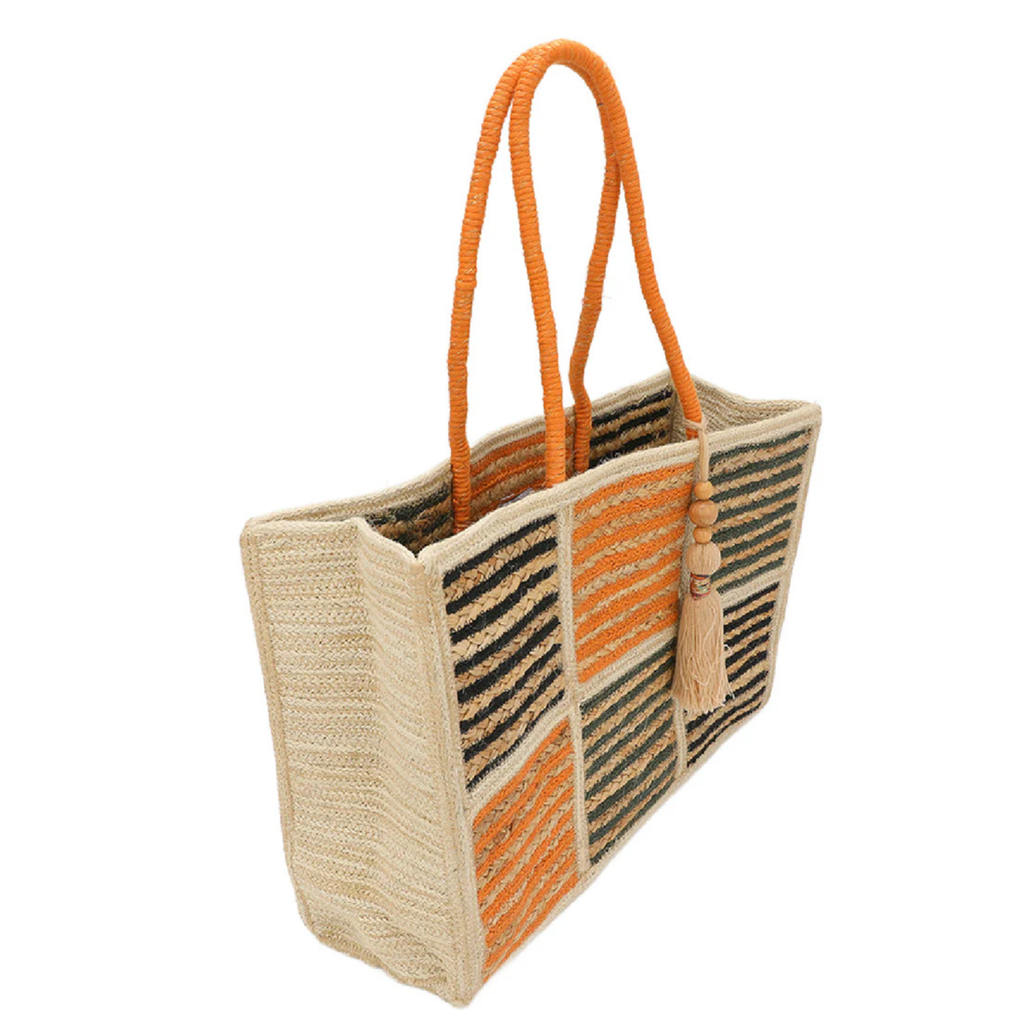 Brunch in Bali Striped Jute Tote Bag