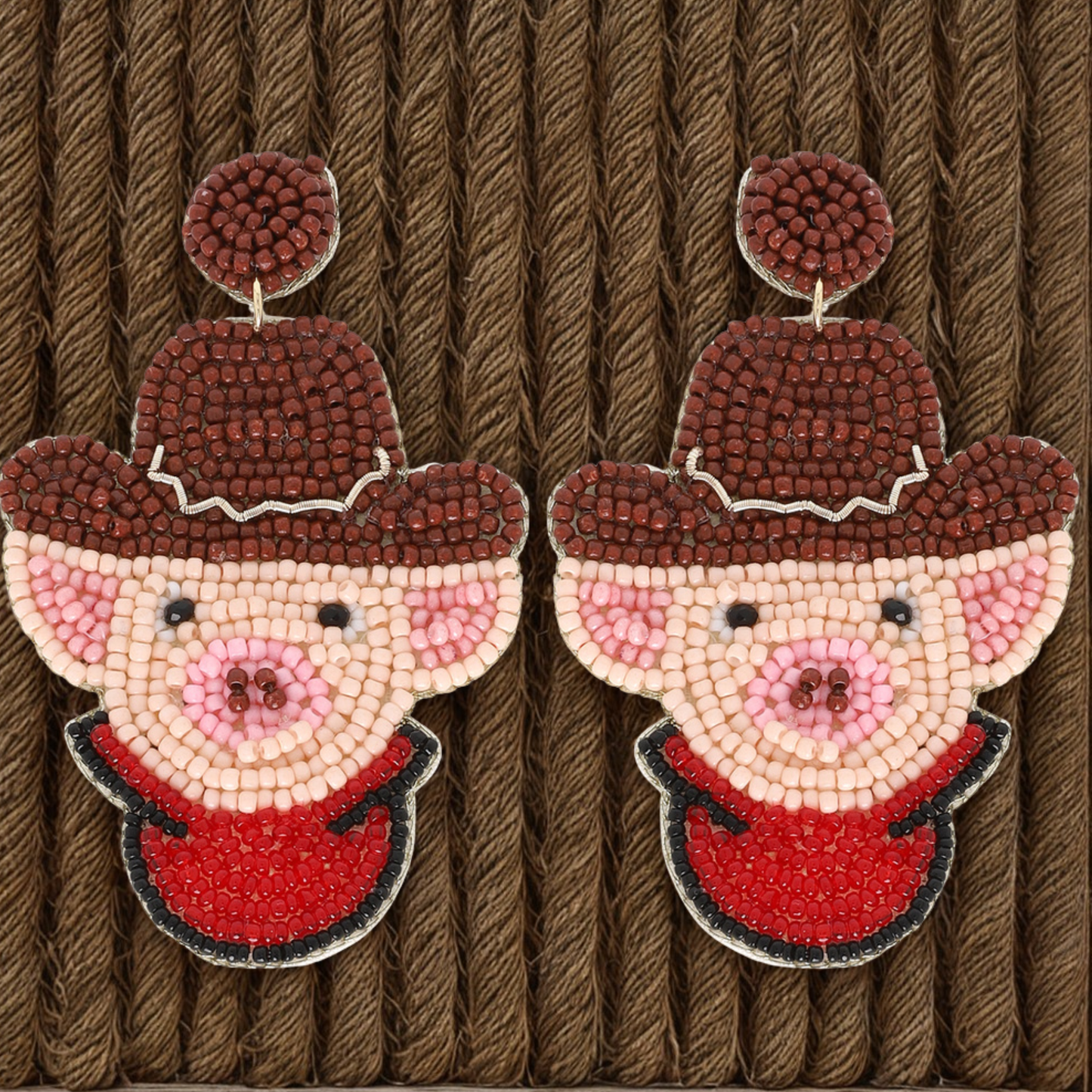 Quick Draw Pig McGraw Seed Bead Earrings