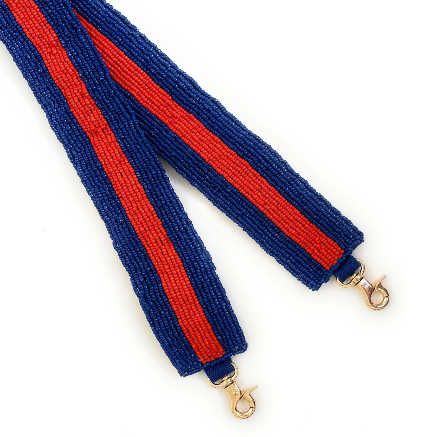 Blue Red Striped Beaded Crossbody Bag Strap