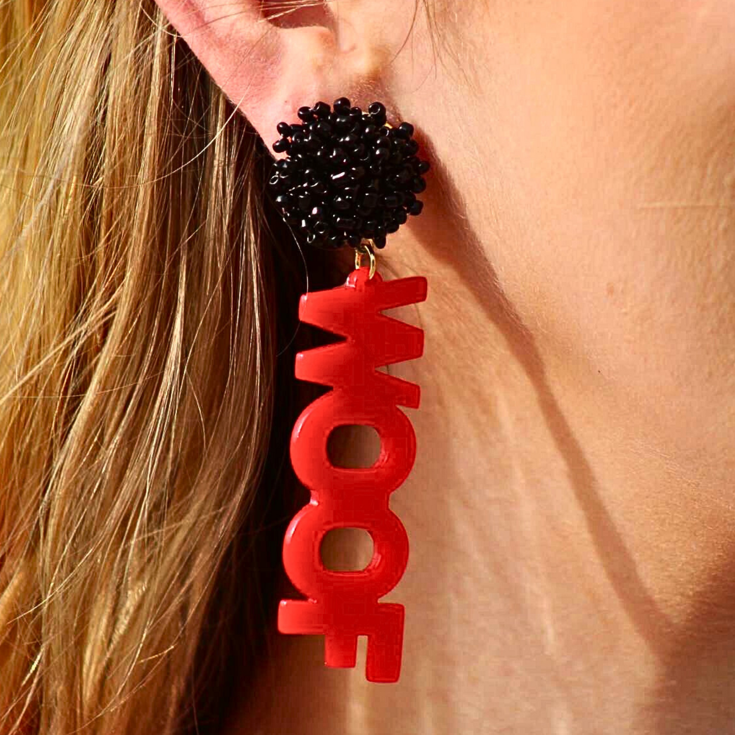 UGA WOOF Bead Acrylic Football Team Word Earrings