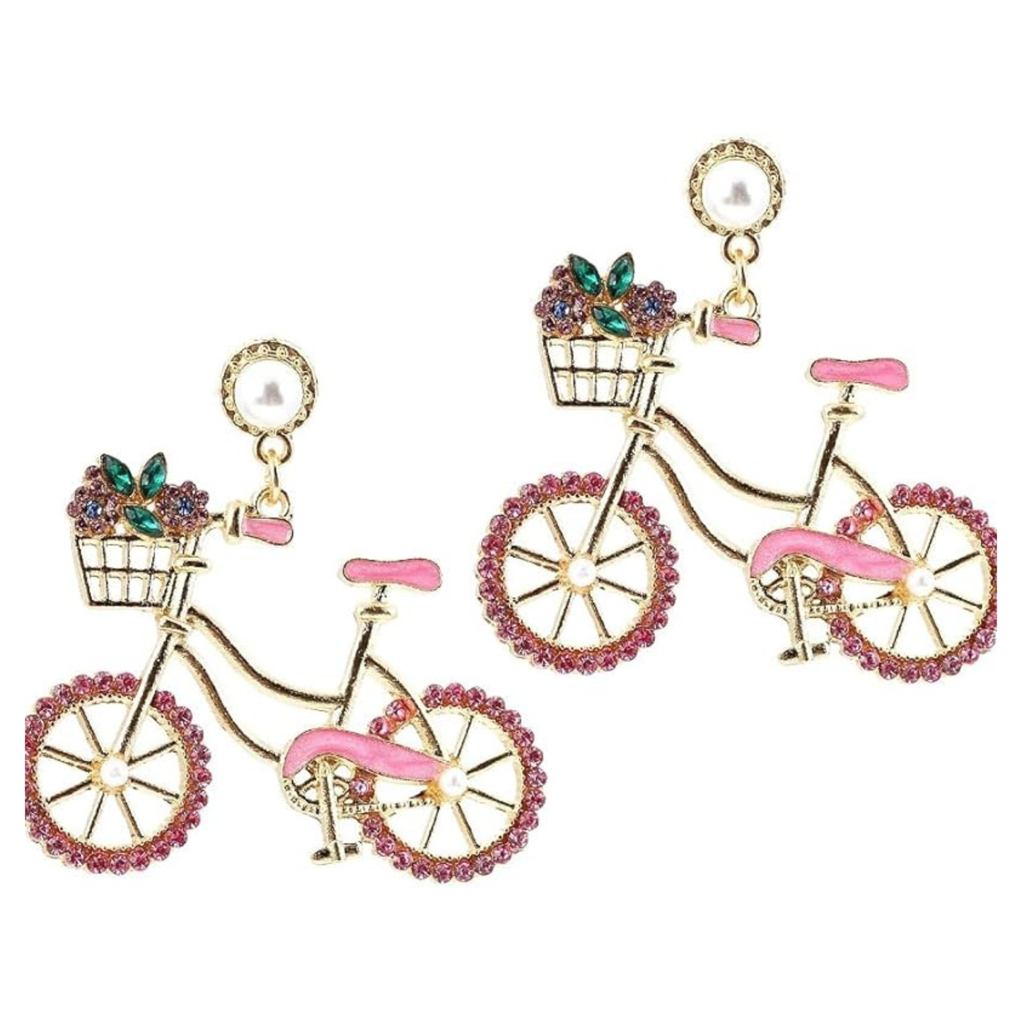 Bicycle Cyclist Rider Rhinestone Earrings