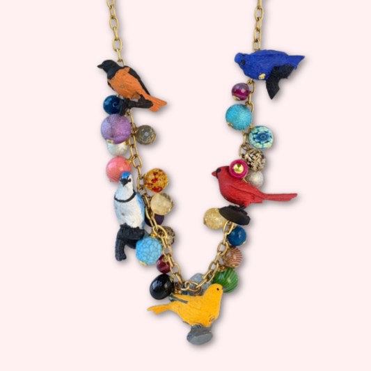 Lenora Dame Lady Bird Long Charm Necklace