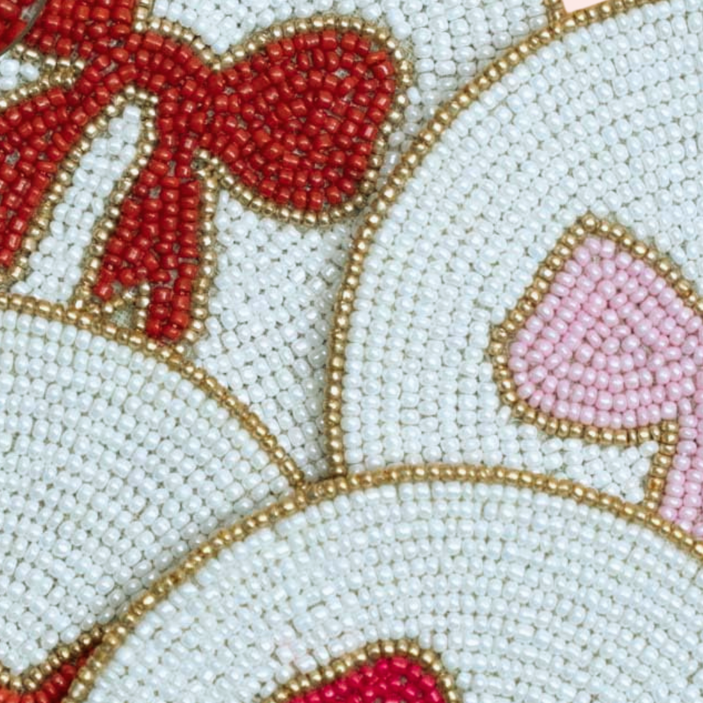 Pink Bow Artisan Beaded Set of 4 Coasters