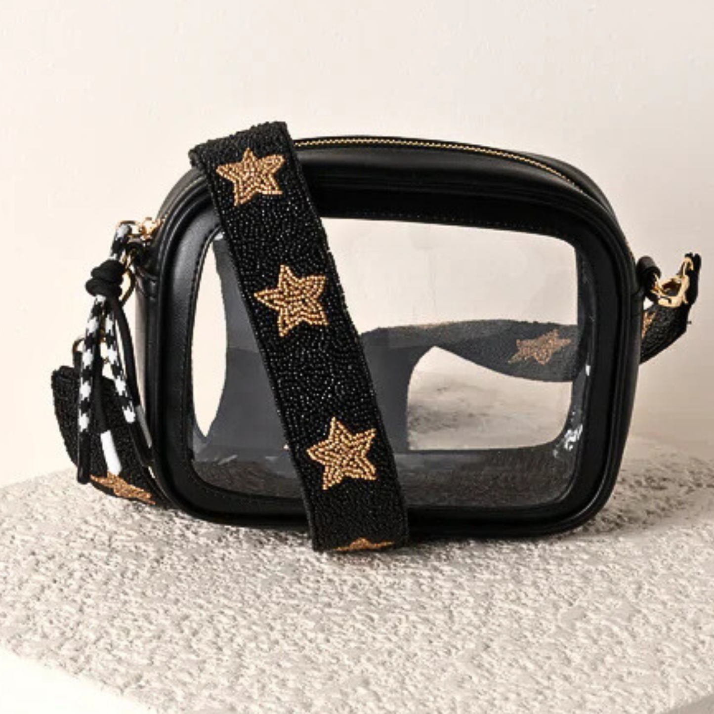Black Gold Star Beaded Crossbody Bag Strap