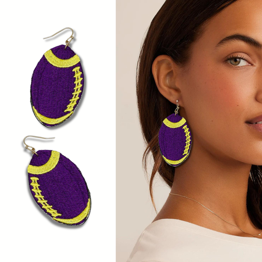 Purple Yellow LSU Football Earrings