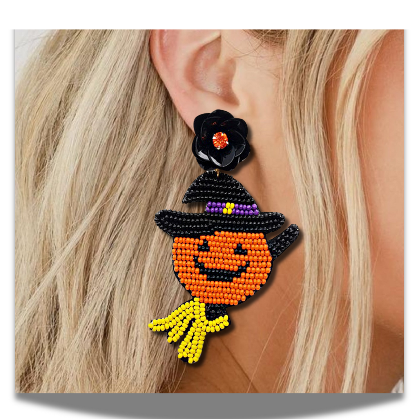 Pumpkin Jack Halloween Theme Beaded Earrings