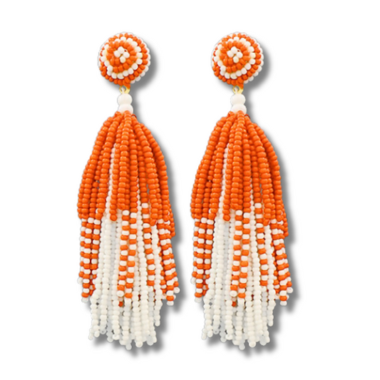 Tennessee Vols Team Colors Beaded Tassel Earrings