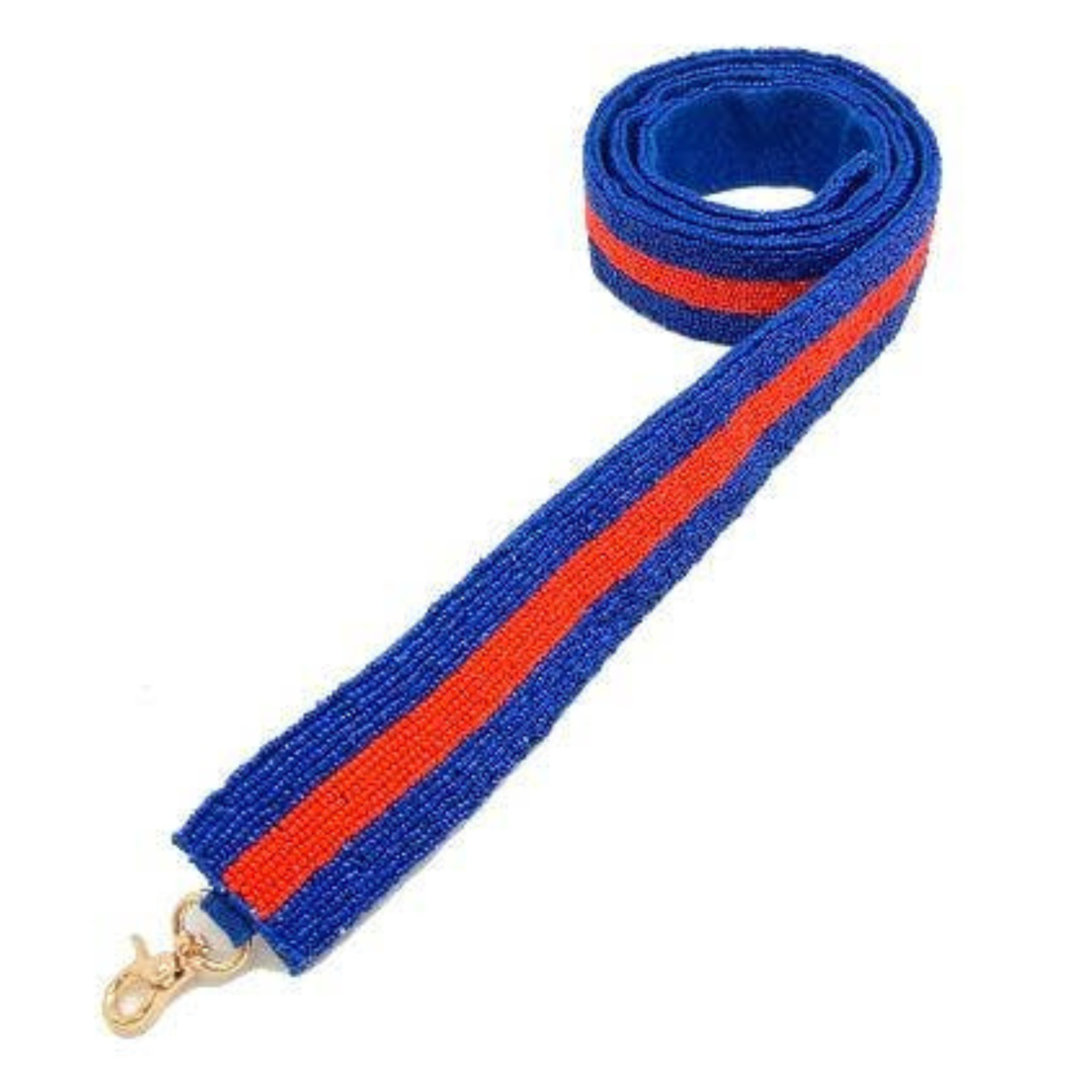 Blue Red Striped Beaded Crossbody Bag Strap