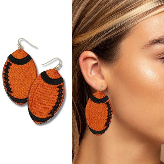 Embroidered Bengals Football Earrings