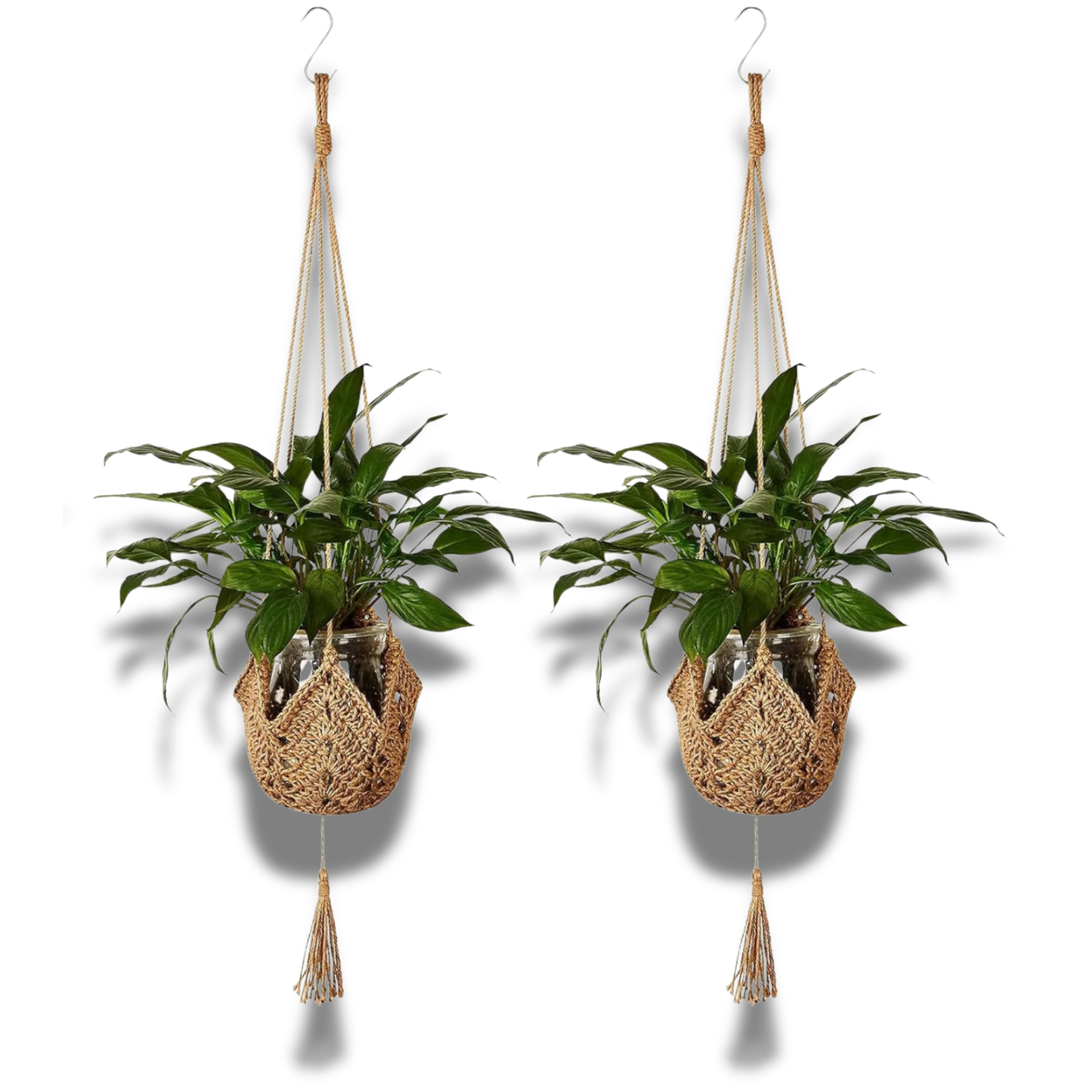 Set of 2 Woven Jute Boho Plant Hangers