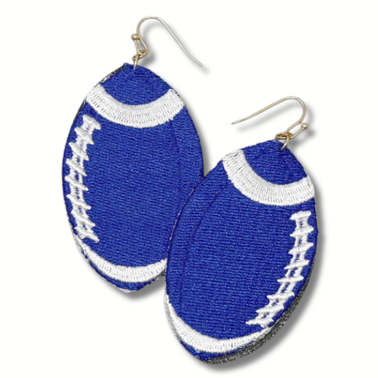 Blue & White Wildcats Football Earrings