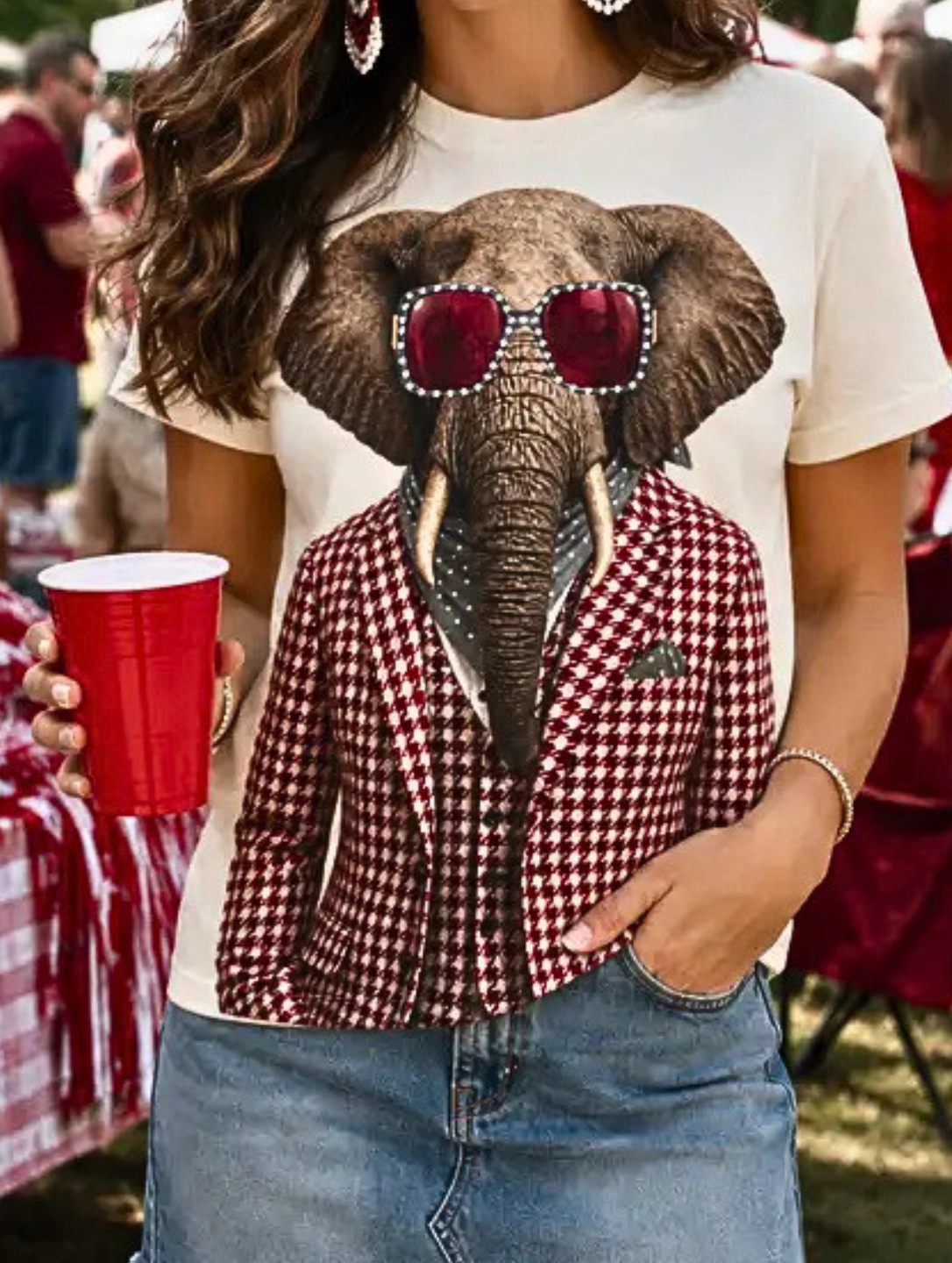 Alabama Roll Tide Crystal Accent Elephant Gameday T-Shirt