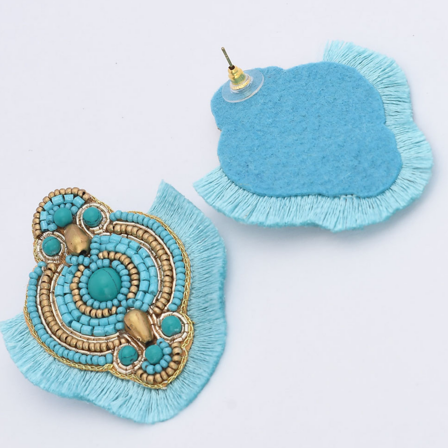 Boho Tassel Trimmed Multi Beaded Earrings