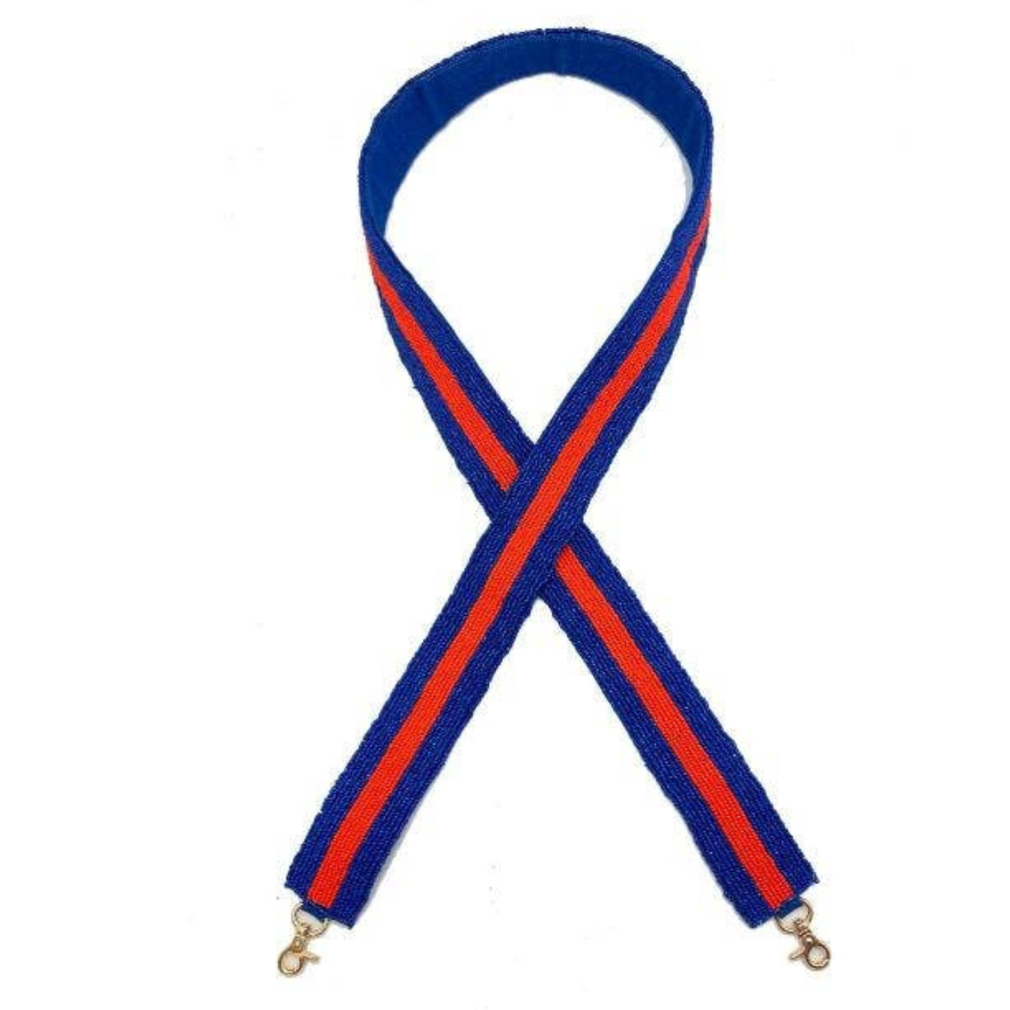 Blue Red Striped Beaded Crossbody Bag Strap