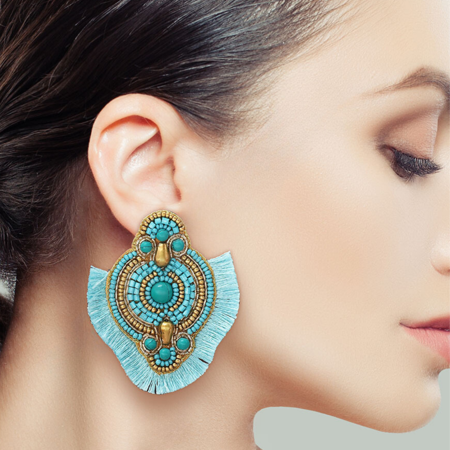 Boho Tassel Trimmed Multi Beaded Earrings