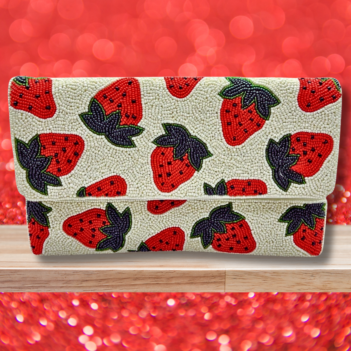 Strawberry Celebration Seed Beaded Clutch