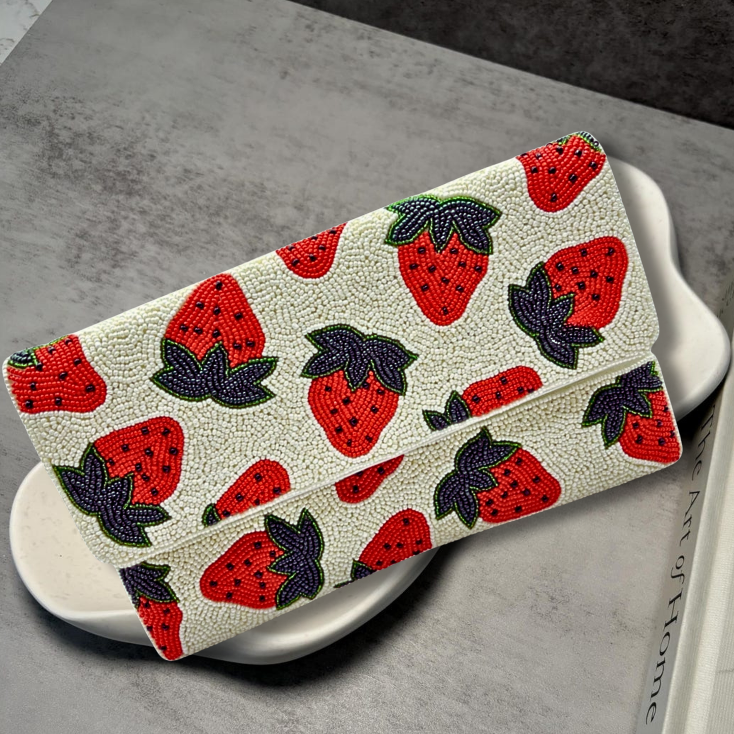 Strawberry Celebration Seed Beaded Clutch