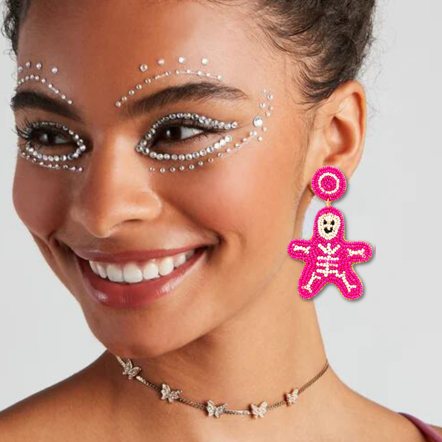 X-Ray Skeleton Seed Beaded Halloween Theme Earrings