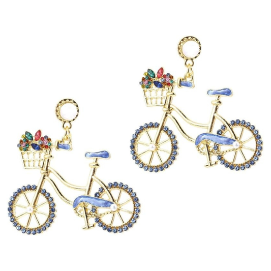 Bicycle Cyclist Rider Rhinestone Earrings
