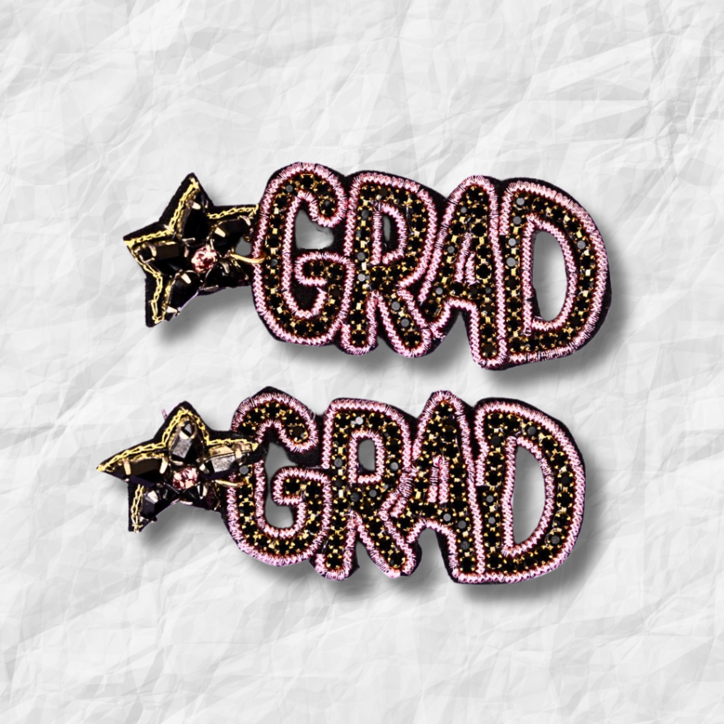 Graduation Pink GRAD Seed Beaded Earrings