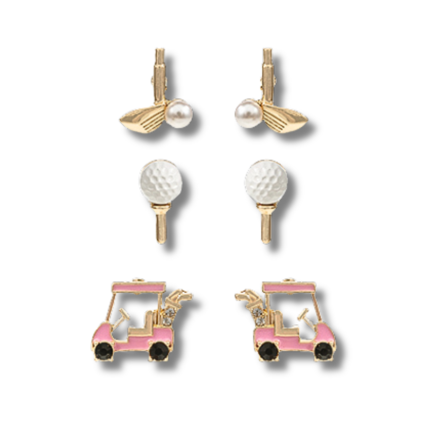 Enamel GOLF Theme 3PC Stud Earrings SET