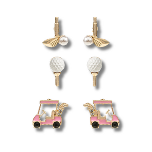 Enamel GOLF Theme 3PC Stud Earrings SET