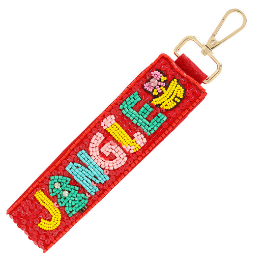 JINGLE XMAS Beaded Lanyard Red Keychain