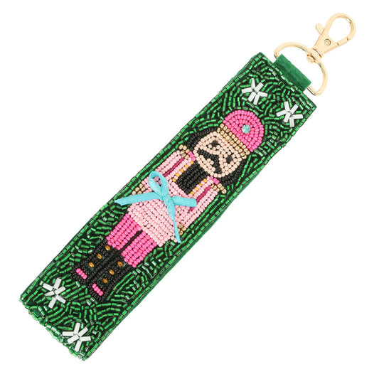 NUTCRACKER Christmas Beaded Lanyard Keychain