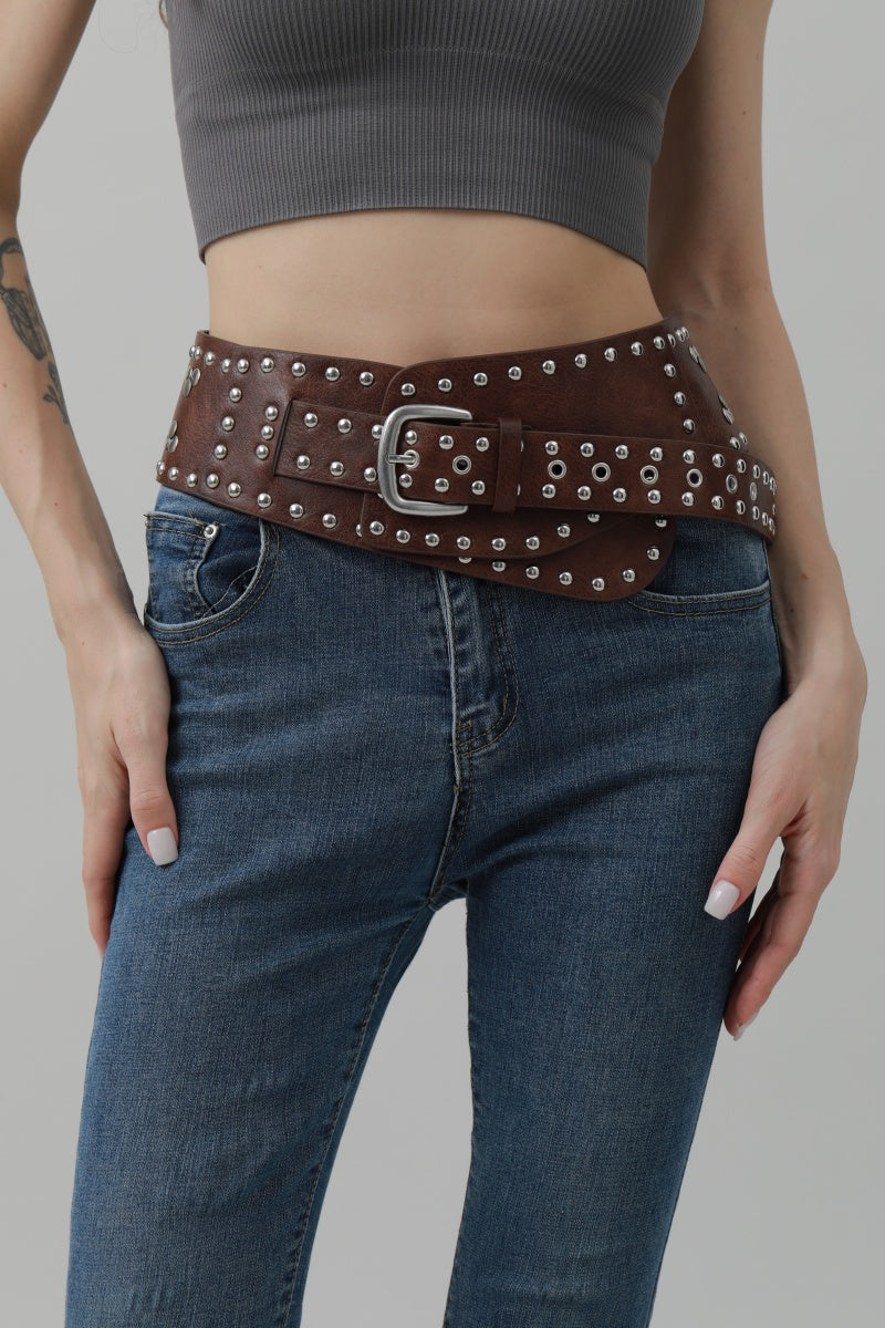 Studded Western Wide Belt – Bold Cowboy Waistband 🤠⛓️ Leto Collection