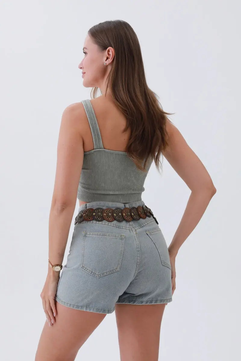 Rustic Dual-Tone Western Belt – Distressed Disc Buckle🤠✨ Leto Collection