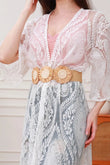 Bohemian Elastic Belt with Daisy Flower Accents Leto Collection