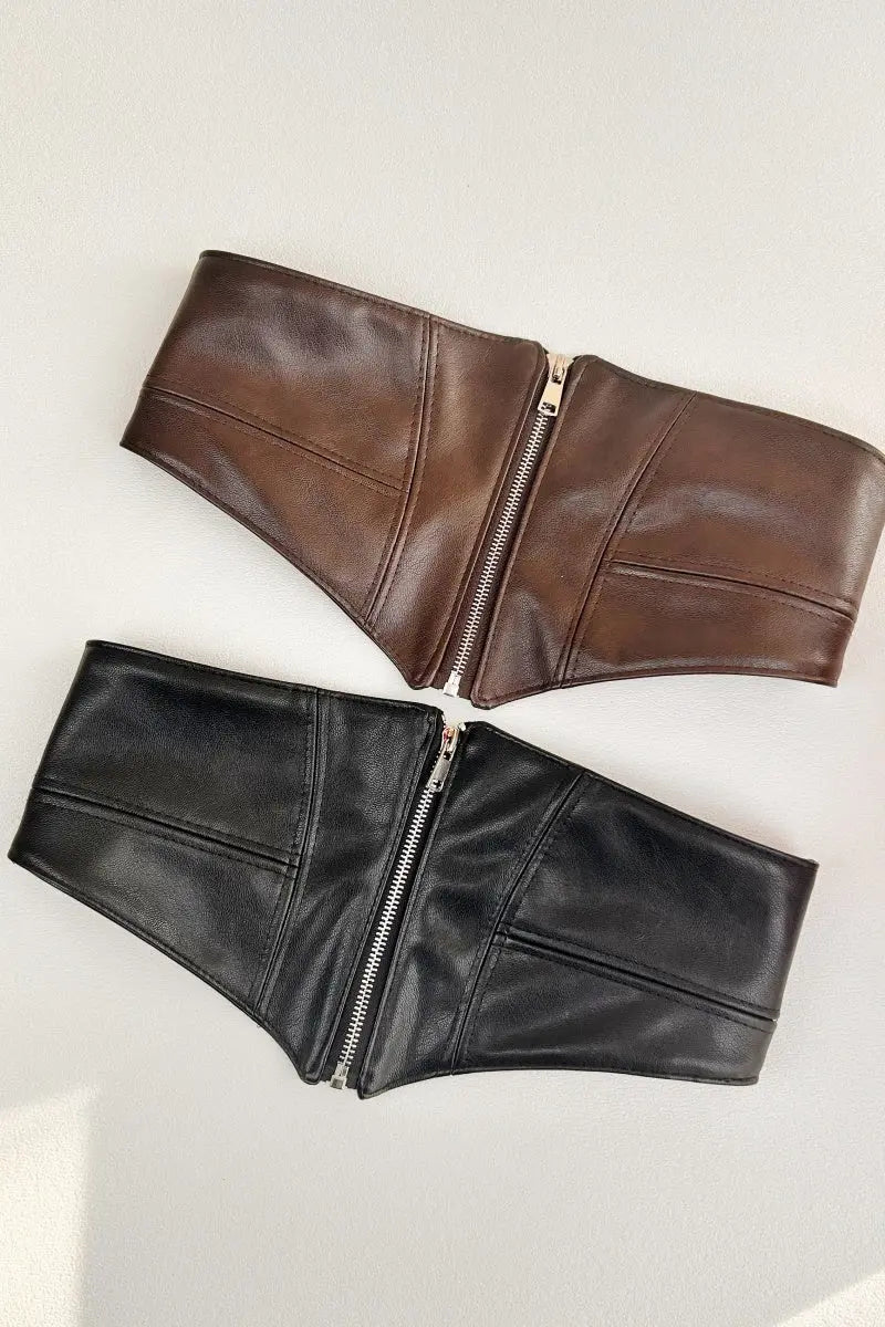 Elastic Wide Vegan Leather Corset Belt Leto Collection