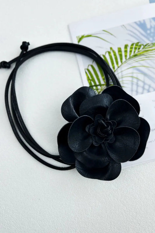 Wildflower: Bohemian Leather Flower Pendant Layered Belt - leto-collection