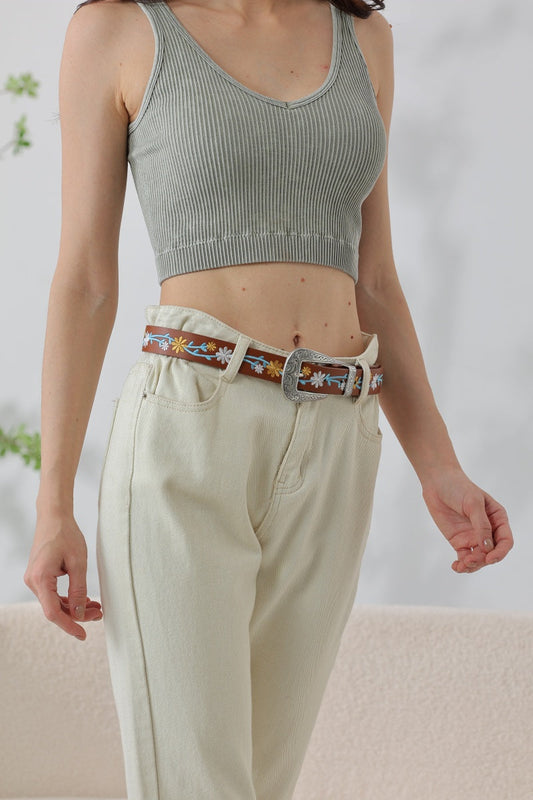 Vintage Garden: Retro Flower Embroidery Decorative Waist Belt Leto Collection