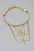 Bead and Chain Gold Arm Cuff Bracelet