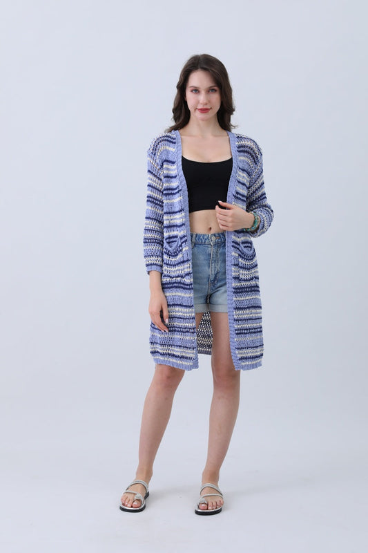 Open Seas Nautical Blue Stripe Cardigan
