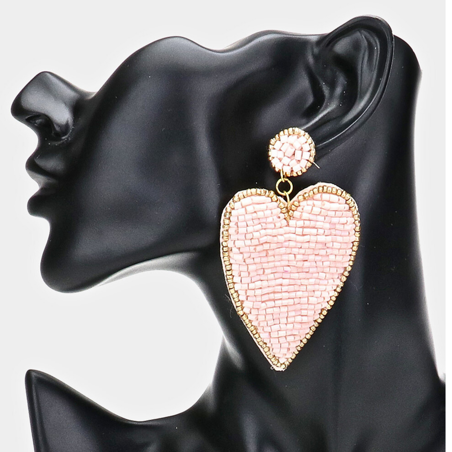 Have A Heart Pink Sparkle Beaded Heart Earrings