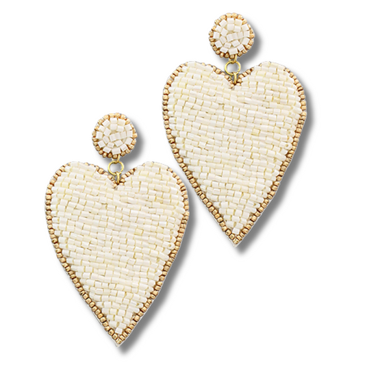 Have A Heart Ivory Sparkle Beaded Heart Earrings