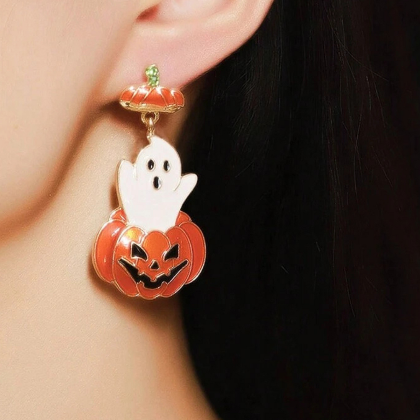 Pumpkin Pop Ghost Halloween Fun Earrings
