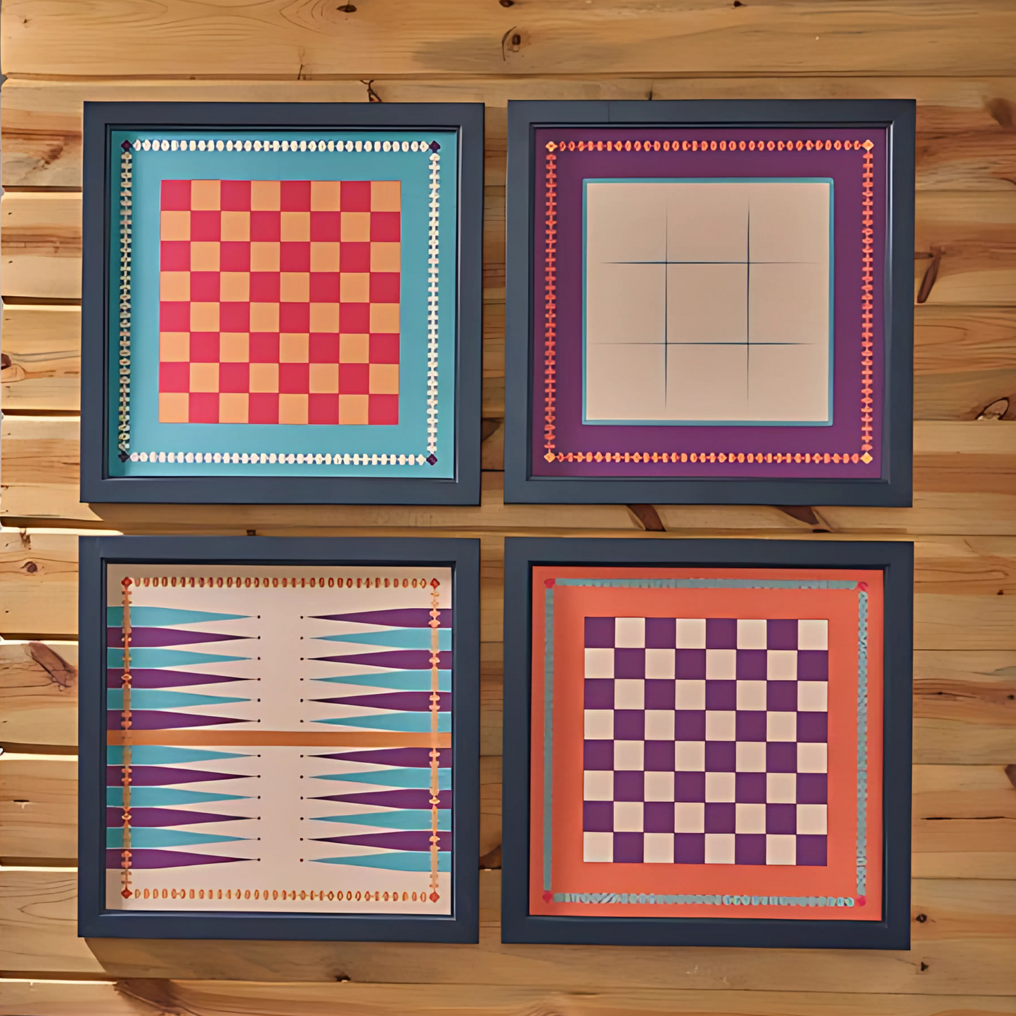 4-in-1 Magnetic Canvas Games Set: Chess Backgammon Checkers Tic Tac Toe