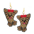 White Yorkie Dog Breed Fur Baby Beaded Earrings