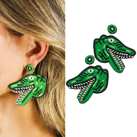 Alligator Crocodile Beaded Earrings