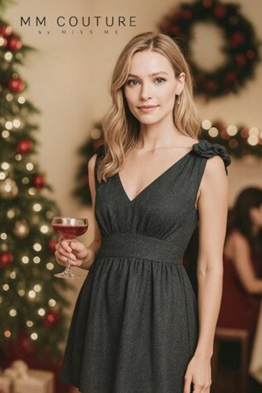 MISS ME Metallic Black Sparkle Party Dress