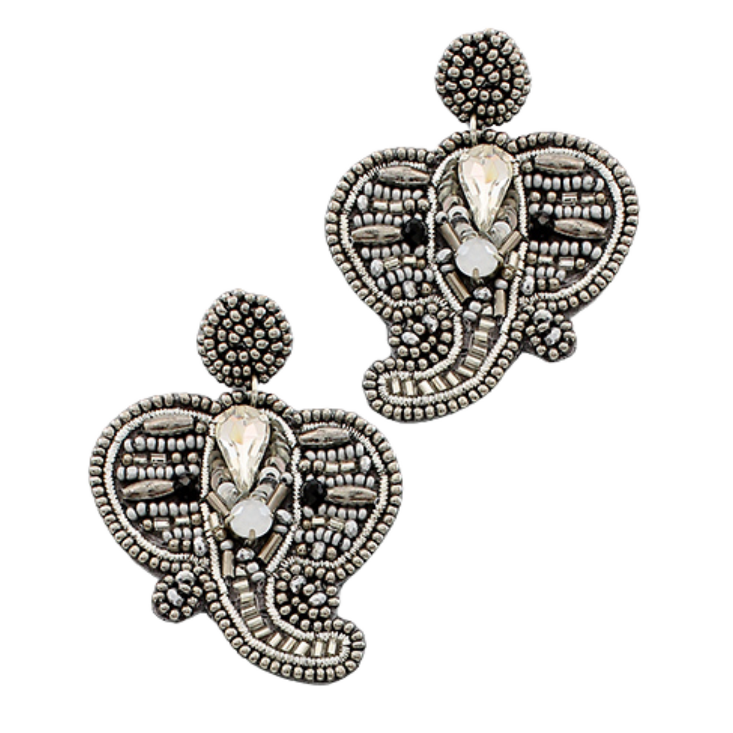 Swarovski Crystal Glass Beaded Elephant Earrings